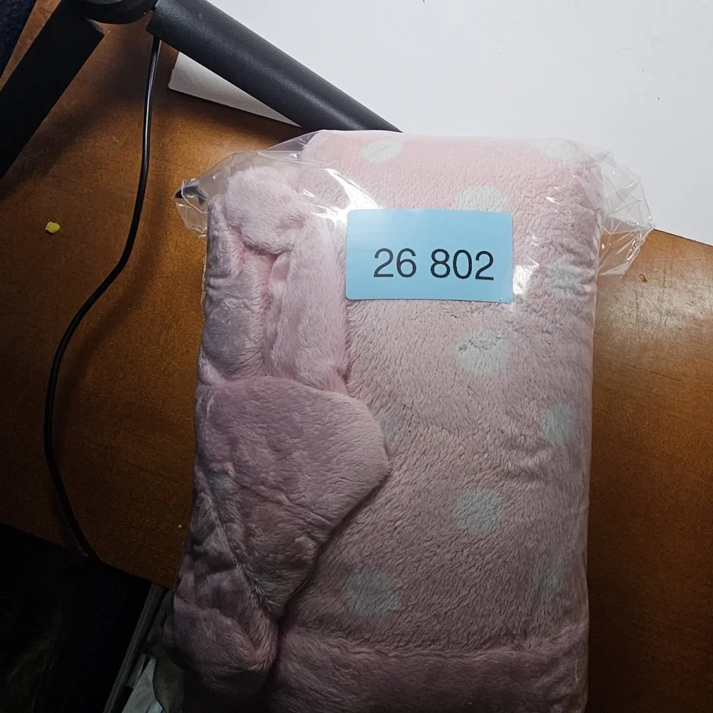 Carters Child of Mine Pink Lamb Sheep Baby Blanket White Dots Minky Sherpa 30x40